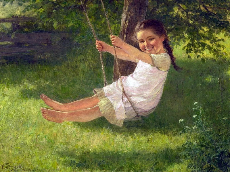 1853 - Carl von Bergen - Ragazza sull'altalena